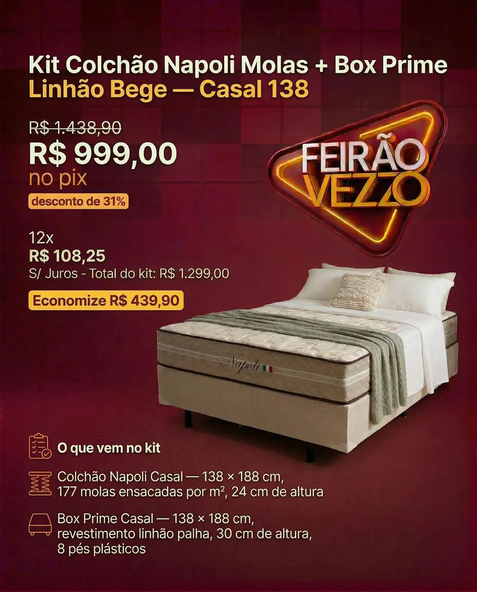 Feirão Vezzo - Kit Colchão Napoli