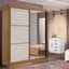 Guarda-Roupa Casal Athenas – 2 Portas de Correr, 3 Gavetas, 100% MDF, com Espelho – Cinamomo/Off White – 1,85 m - 4