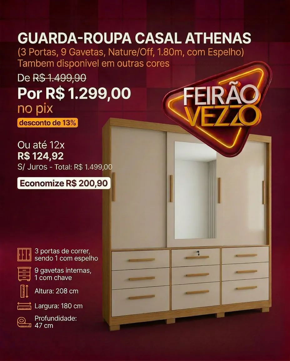 Feirão Vezzo - Guarda-roupa Athens