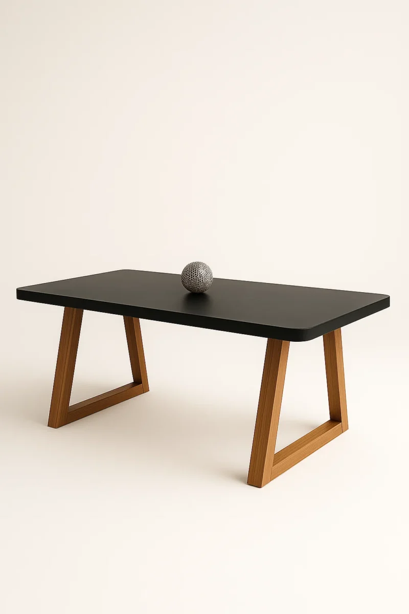 Mesa Santarem Grafite 180×090 com 6 cadeiras linho gelo