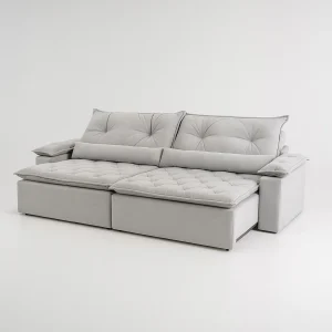 Sofá Retrátil e Reclinável Ambar - Veludo Jolie cinza - 240cm