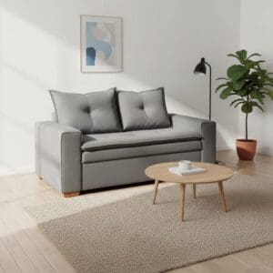 Sofá 2 Lugares Fixo Vezzo Le Mans – Veludo Cinza – 1,50 m