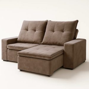 Sofá Retrátil e Reclinável 3 Lugares Sem Caixa  Liverpool 180x150 – Veludo Luxo Marrom