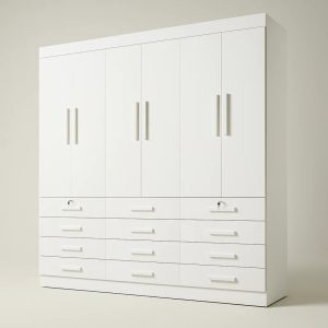 Guarda-roupa 6 portas 12 gavetas Austin - Branco - 240x230