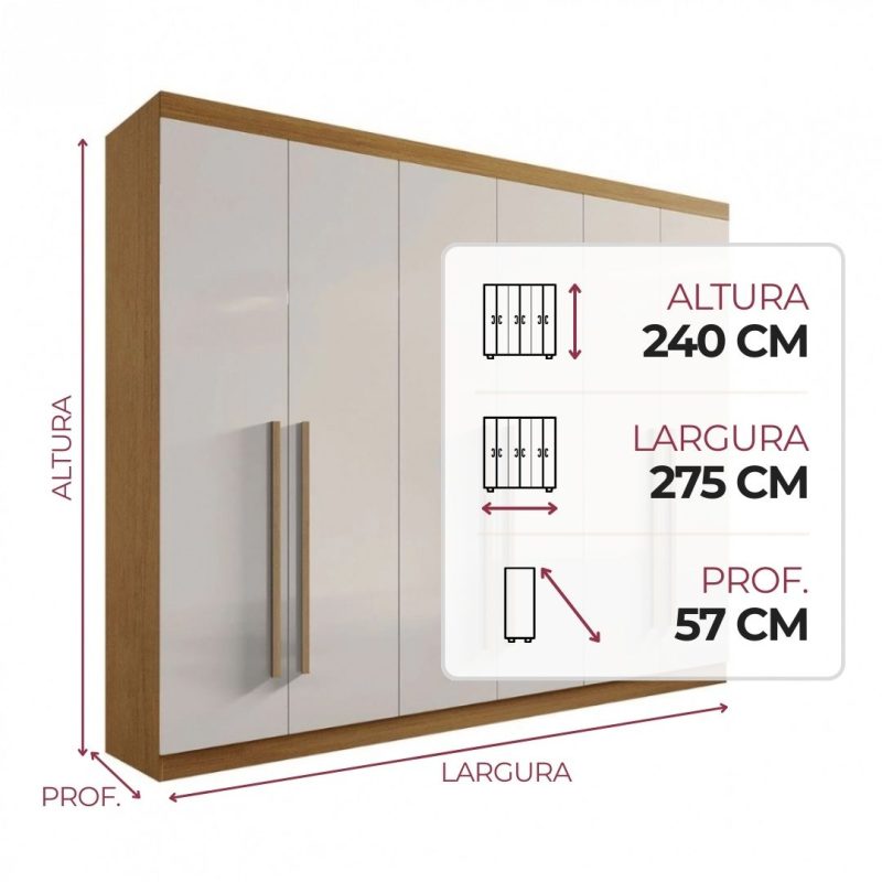 Guarda Roupa 6 Portas Da Vinci Plus Cinamomo e Off White Guarda-Roupa 6 Portas Da Vinci Plus Cinamomo/Off White - 275x240