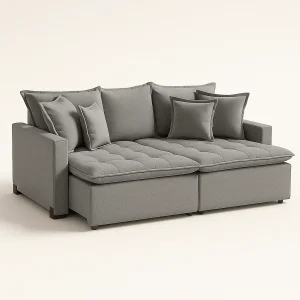 Sofá Cama Retratil Leblon 220cm - Linho Cinza