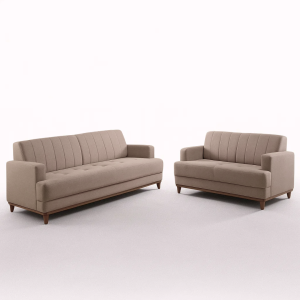 CONJUNTO SOFA ROMA 2 E 3 LUG TEC.CHENILE LINHO TRENTO/IMBUIA MEL C.DIAMANTE