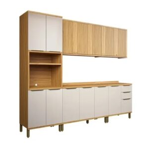 Conjunto de Cozinha 5 Peças Pandora – 2,70 m – Amêndoa/Off White