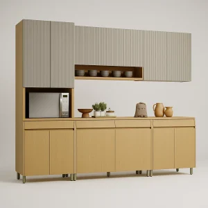 Conjunto de Cozinha Simone Mendes 5 Peças 270x228 - Carvalho/Greige