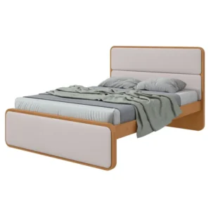 Cama Casal Queen Moderni – Cabeceira Estofada em Courino – Estrutura Reforçada MDF/MDP – Sistema Antirruído