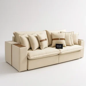 Sofá Cama Retrátil Valência 252 cm - Linho Cru