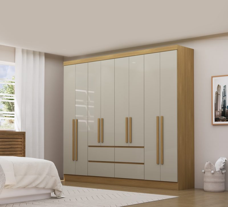 galeria turim3 Guarda-Roupa Casal 8 Portas Turim – 4 Gavetas – Freijó – 2,43 m