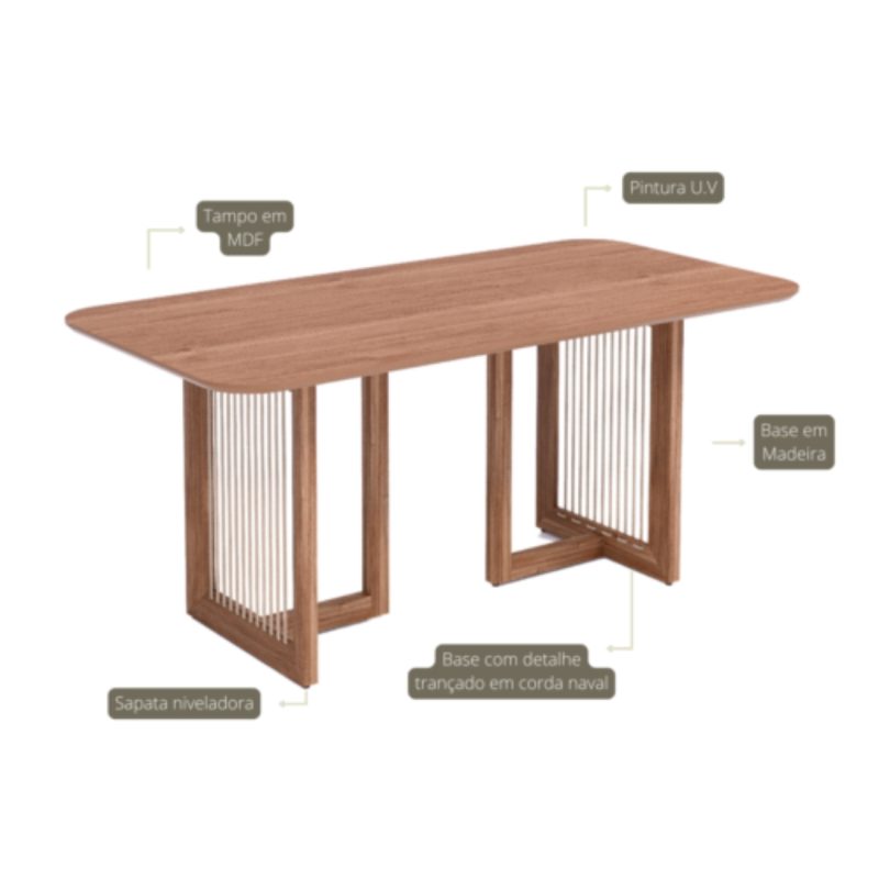 1 11 Mesa de Jantar 180x90 Agnes - Cinamomo sem Vidro