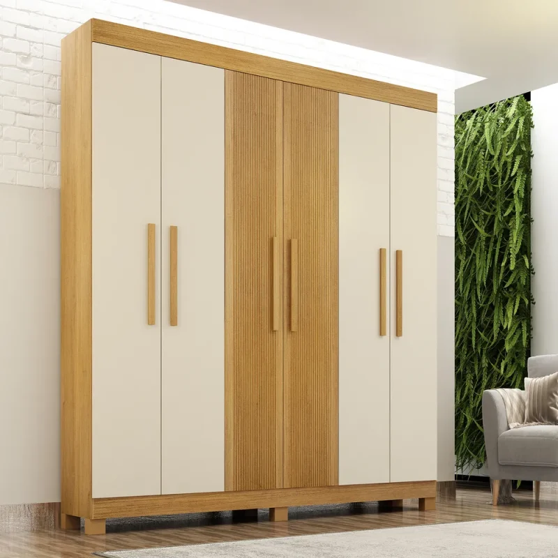 269495 1200 auto Guarda-Roupa de Solteiro 6 portas Coliseu - Cinamomo/Off White