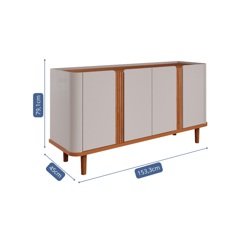 7908460012096 BUFFET EVA CINAMOM OFF WHITE MEDIDAS Buffet 153x45 Charlotte - Off White/Cinamomo