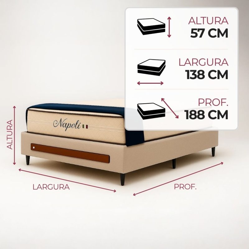 Box Colchao Napoli Casal Conjunto colchão napoli com box italia bege Casal