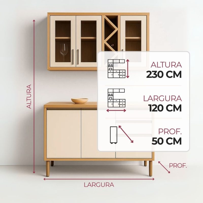 Conjunto de Cozinha Andira 2 pecas 1 Conjunto de Cozinha Andira 2 peças 120×230 – Amendoa/Off White