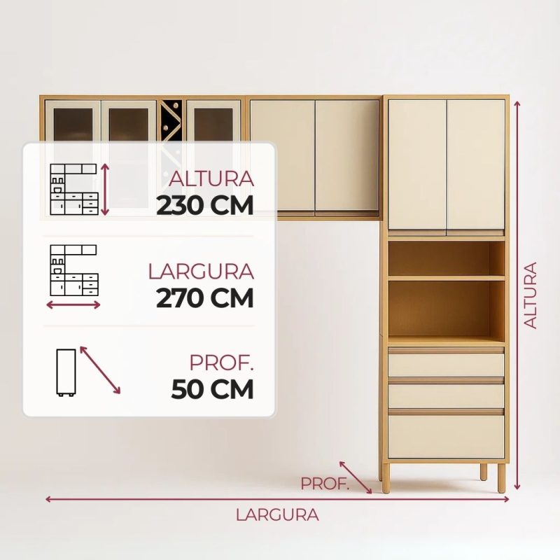 Conjunto de Cozinha Andira 3 pecas 2 Conjunto de Cozinha Andira 3 peças 270×230 – Amendoa/Off White