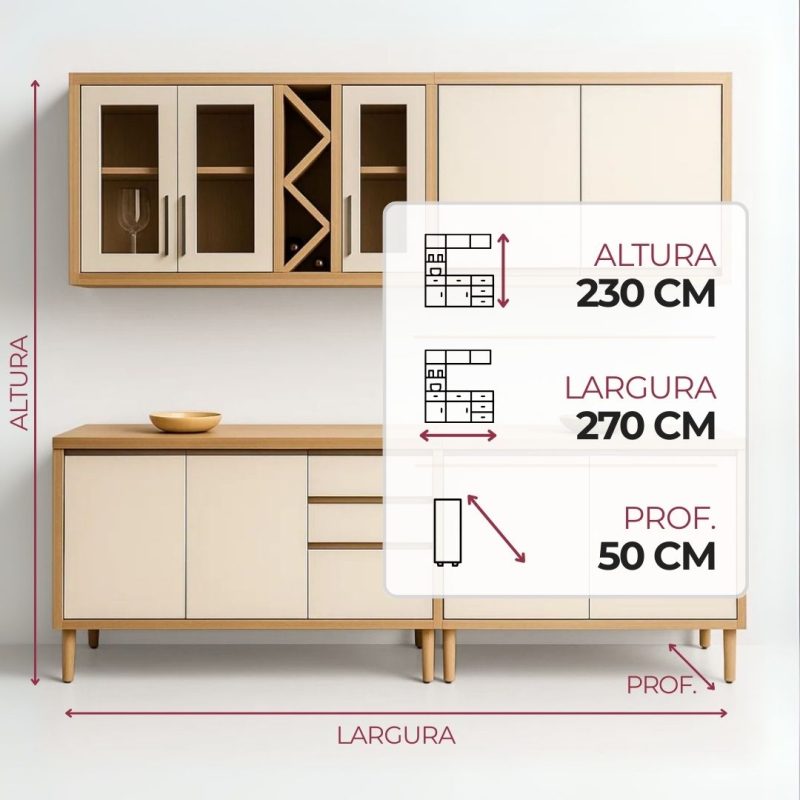 Conjunto de Cozinha Andira 4 pecas 1 Conjunto de Cozinha Andira 4 peças 200×230 – Amendoa/Off White