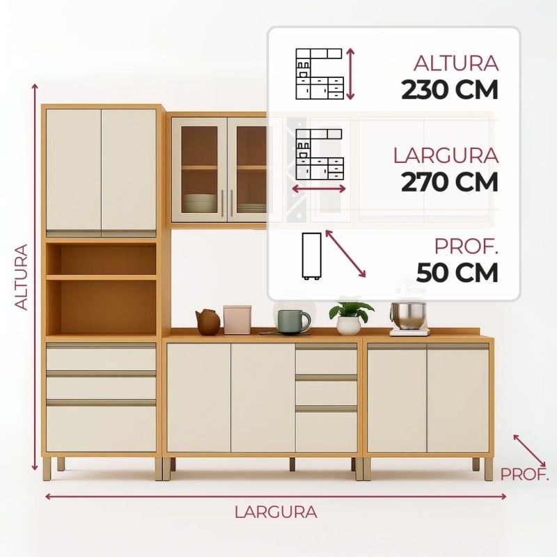 Conjunto de Cozinha Andira 5 pecas 1 Conjunto de Cozinha Andira 5 peças 270×230 – Amendoa/Off White