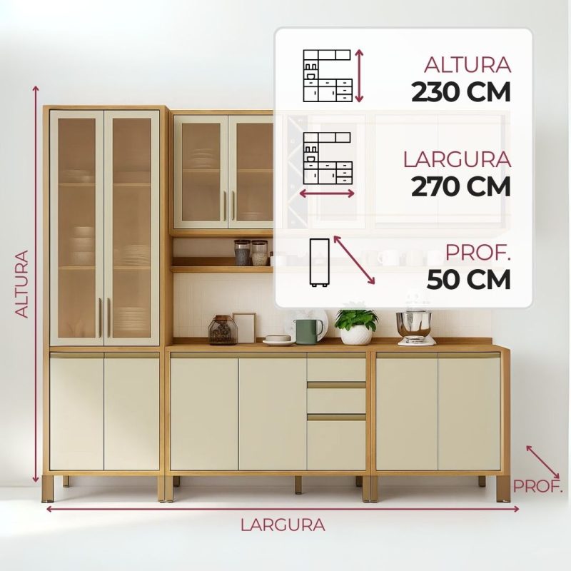 Conjunto de Cozinha Andira 5 pecas 2 Conjunto de Cozinha Andira 5 peças 270x230 - Amendoa/Off White