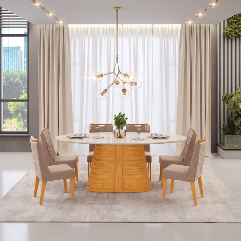 MESA RYZEN CEDRO TAMPO ORGANICO 2180X1080 OFF 06 CADEIRAS BIA KRAFT scaled Mesa de Jantar 218x108 Celeste Organica - Off White/Cedro