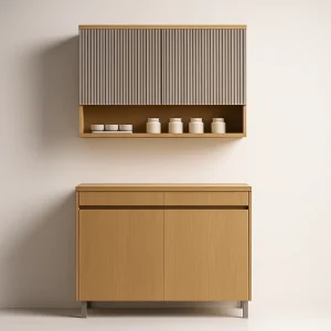 Conjunto de Cozinha Simone Mendes 2 Peças 120x228 - Carvalho/Greige
