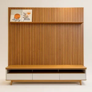 Conjunto Painel Ripado Trevo + Rack Begonia 3G 184x250