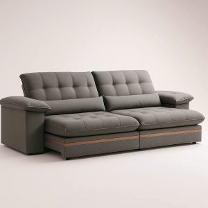 Sofá Retrátil e Reclinável 290 cm Porto - Cinza Escuro