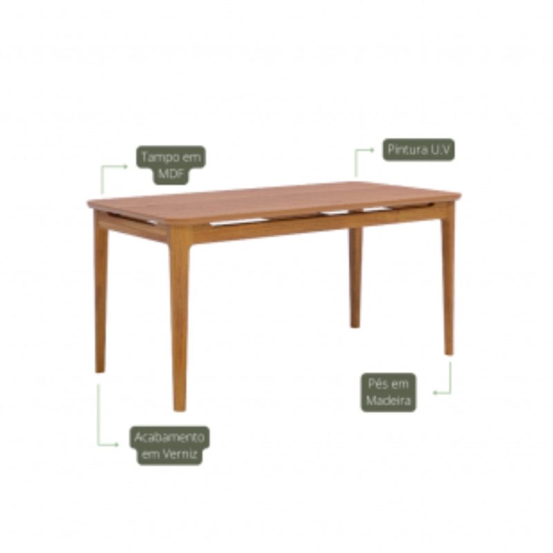 moveis 4 Mesa de Jantar 180x90 Aurora - Cinamomo