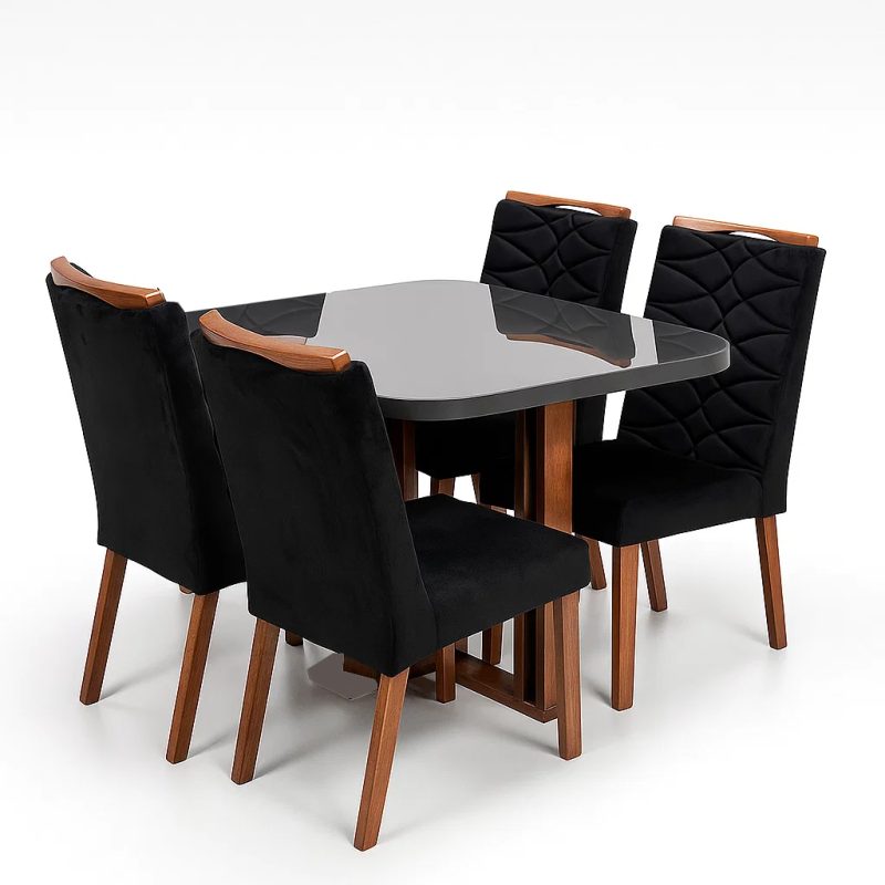 assets task 01k33phsmqeg6bpq4khctbhsgv 1755692317 img 1 Mesa de Jantar Segovia 90x90 em MDF com 4 Cadeiras Evora (Madeira Maciça, Linho Grafite) – Tampo em Vidro 4 mm